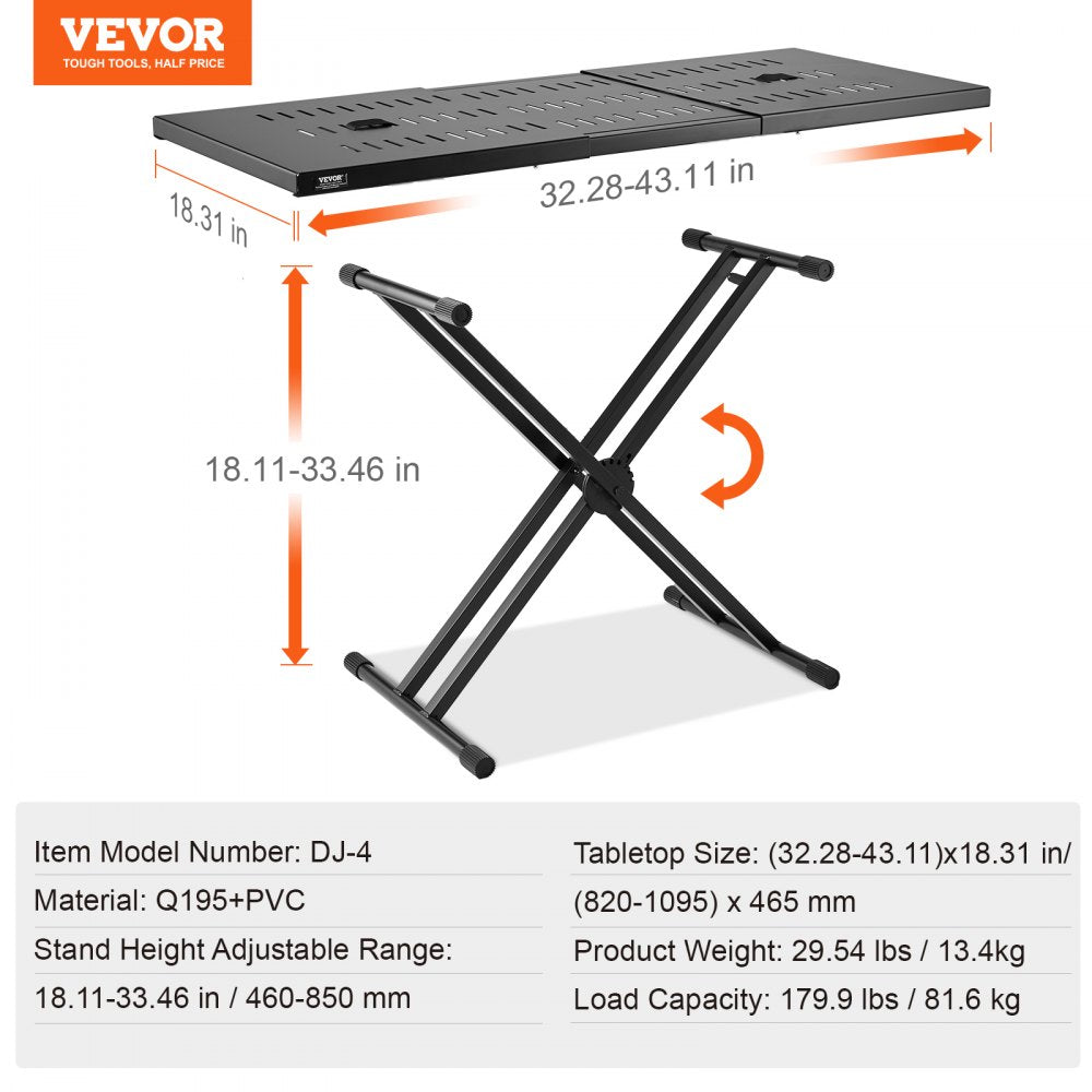 DJ-4 - Adjustable VEVOR DJ Table Stand, 32.28"x18.31", Durable Alloy Steel