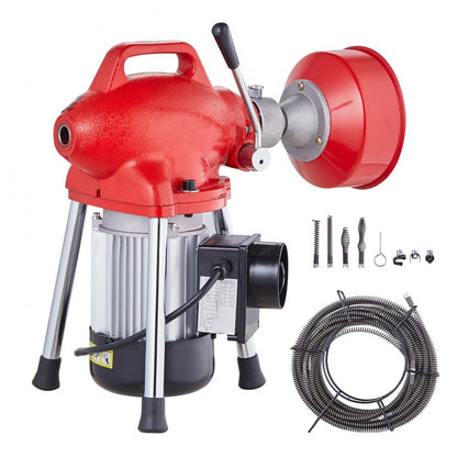 010843204004 - 66FT Steel Drain Cleaner with 7 Cutters and 250W Motor