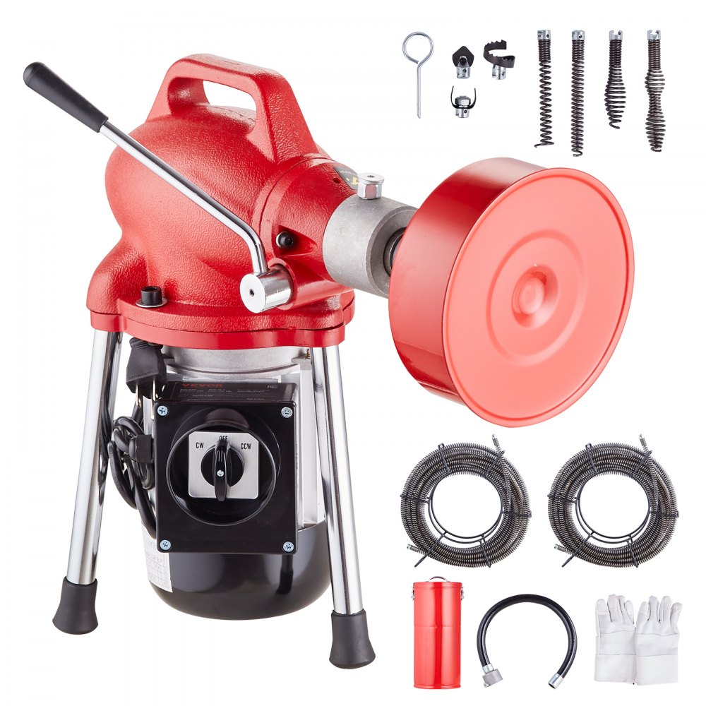 010625931545 - 120FT Drain Cleaner Machine with 370W Power & Interchangeable Cutters