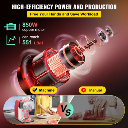 ZTY-HSQR3.5 - 850W Stainless Steel Meat Cutter for High-Volume Kitchens