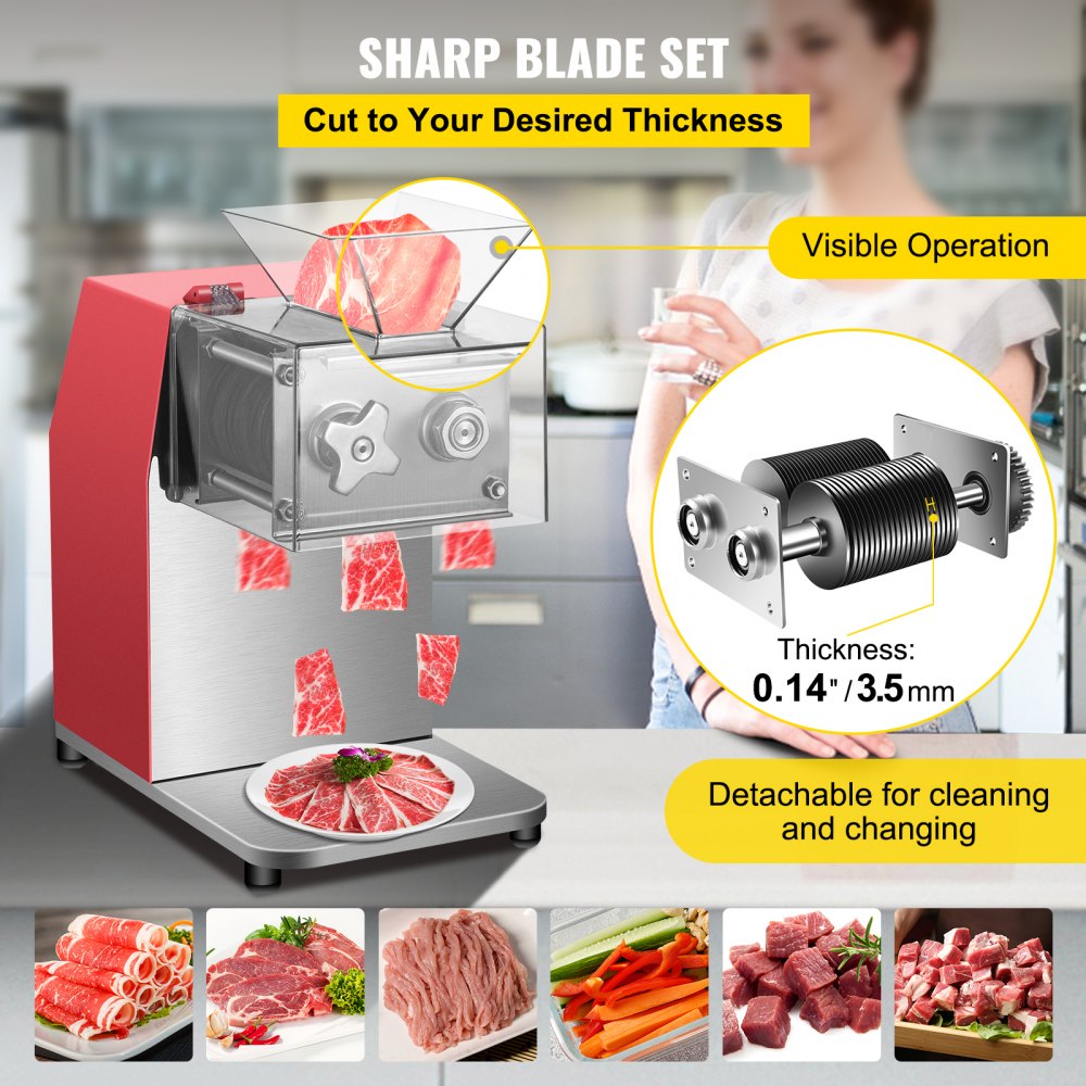 ZTY-HSQR3.5 - 850W Stainless Steel Meat Cutter for High-Volume Kitchens