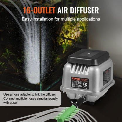HJB-100 - Durable 90L/Min Air Pump for 10 FT Deep Ponds