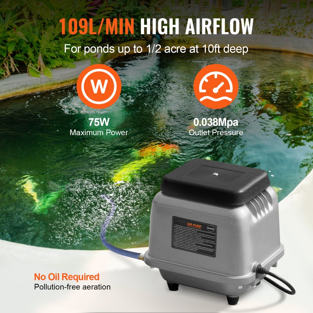 HJB-120 - 109L/Min VEVOR Linear Air Pump for Ponds & Septic Systems