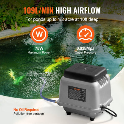 HJB-120 - 109L/Min VEVOR Linear Air Pump for Ponds & Septic Systems