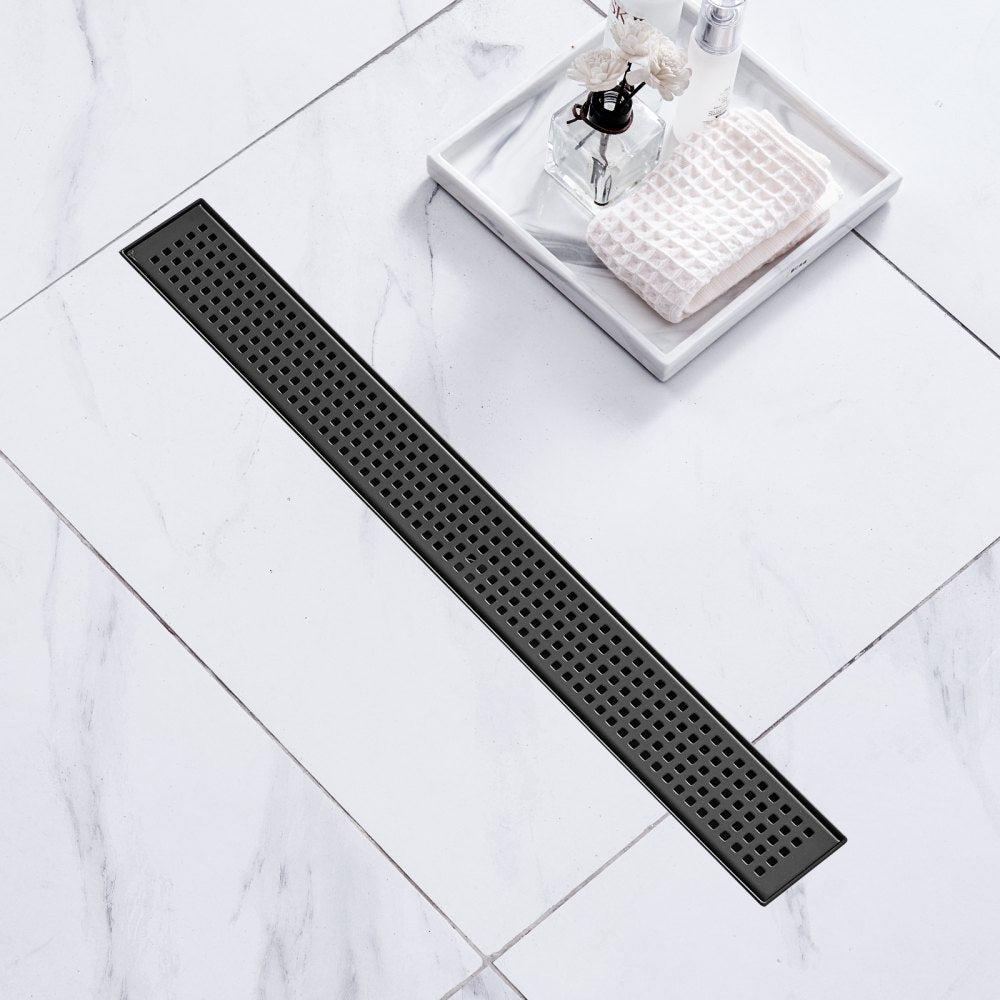 ZA3-24-G03-MB - 24-Inch Brushed Stainless Steel Shower Drain with Square Grate