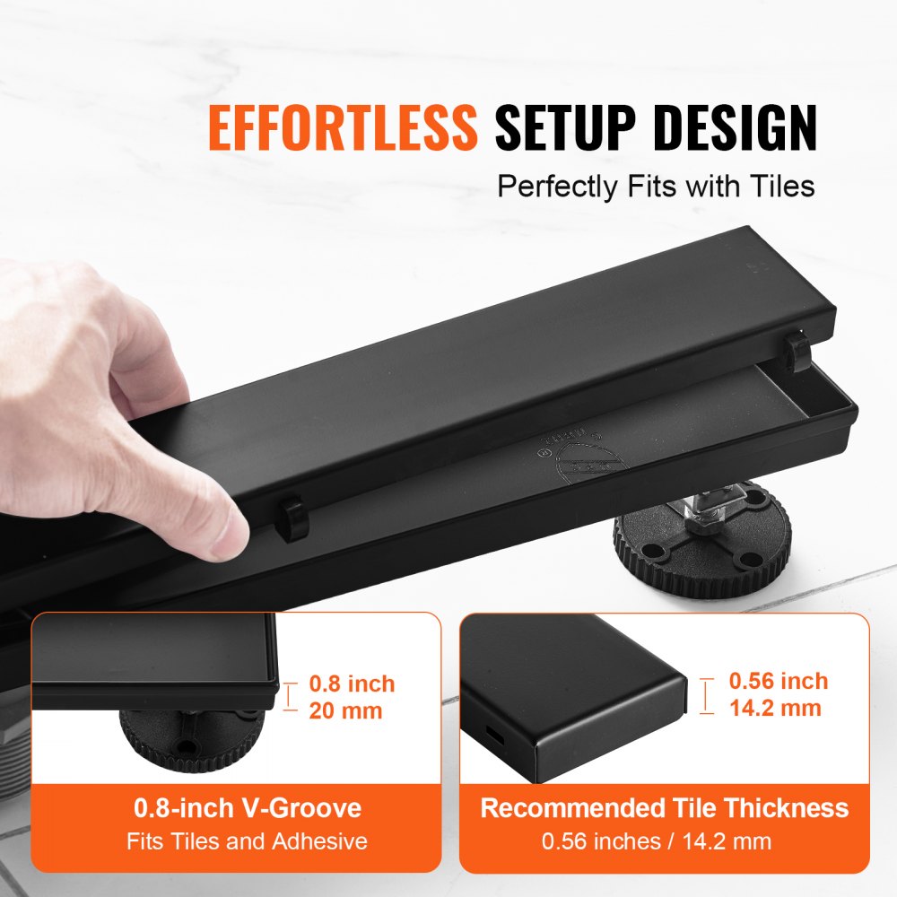 ZA3-24-T01-MB - 24-Inch Stainless Steel Linear Shower Drain with Tile Insert