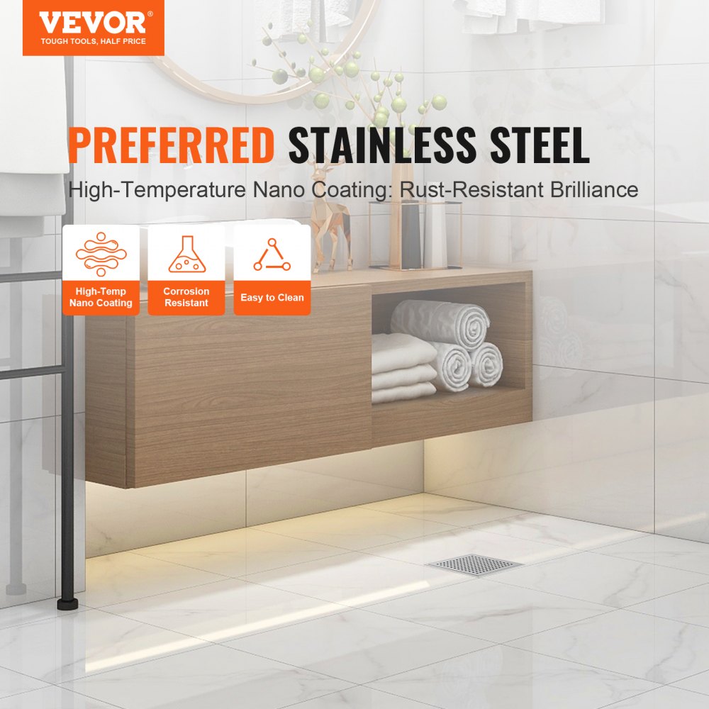 COU-6-S04-BR - 16-Inch Stylish Linear Shower Drain with Removable Grate