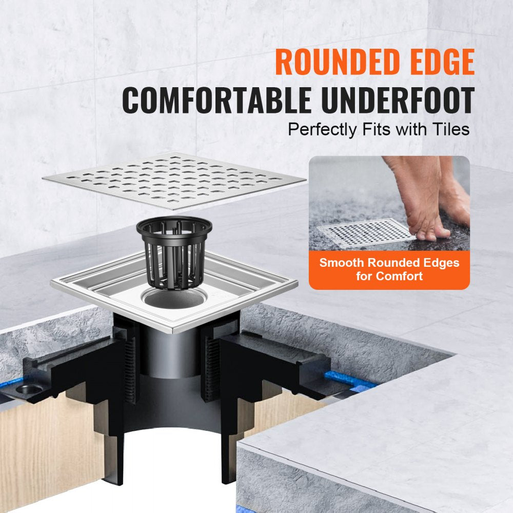 COU-6-S04-BR - 16-Inch Stylish Linear Shower Drain with Removable Grate