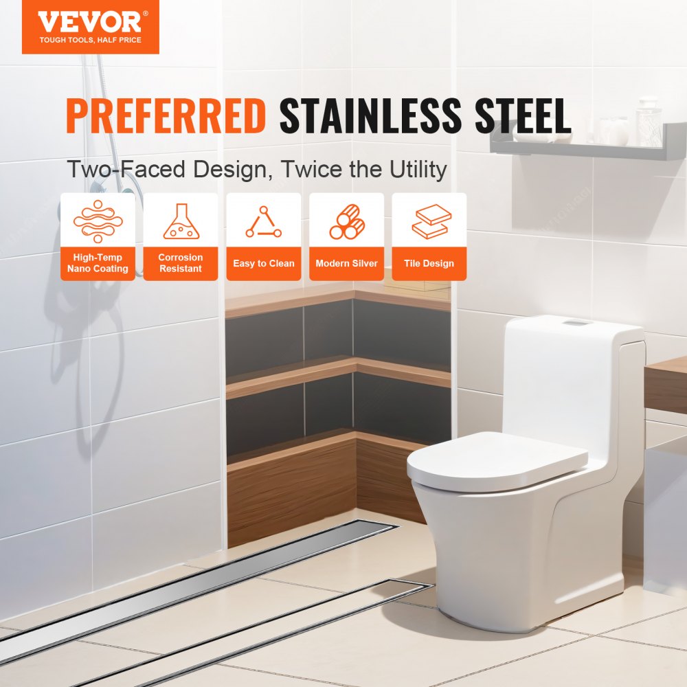 ZA3-36-T01-BR - 36-Inch Linear Shower Drain for High Flow & Durability