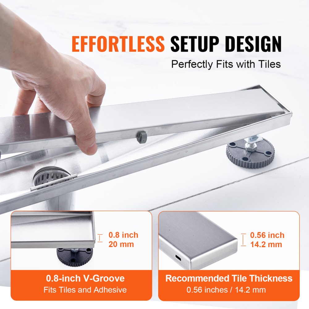 ZA3-24-T01-BR - 24" Stainless Steel Linear Shower Drain with Tile Insert