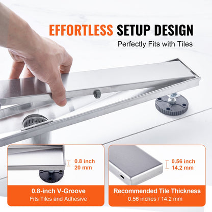 ZA3-24-T01-BR - 24" Stainless Steel Linear Shower Drain with Tile Insert