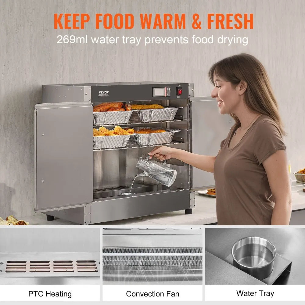 FWHB-251524 - 4-Tier Food Warmer Cabinet, Adjustable 80℉-177℉ Temperature Range