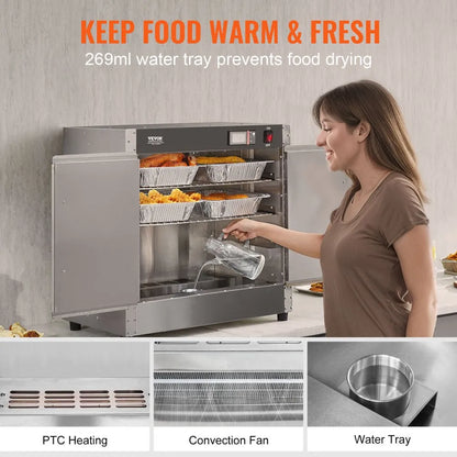 FWHB-251524 - 4-Tier Food Warmer Cabinet, Adjustable 80℉-177℉ Temperature Range