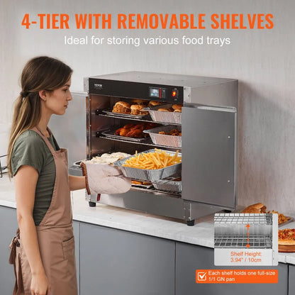 FWHB-251524 - 4-Tier Food Warmer Cabinet, Adjustable 80℉-177℉ Temperature Range