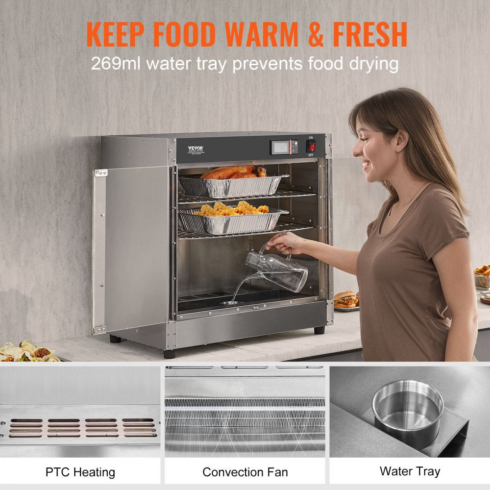 FWHB-251524-KS - 4-Tier Food Warmer Cabinet, Adjustable Shelves & Water Tray