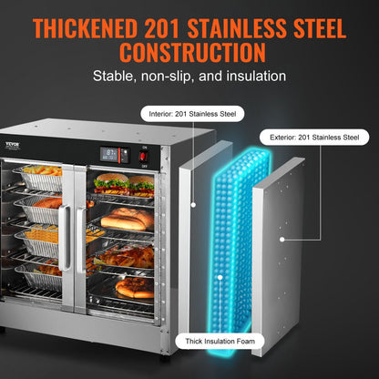 FWHB-251524-KS - 4-Tier Food Warmer Cabinet, Adjustable Shelves & Water Tray