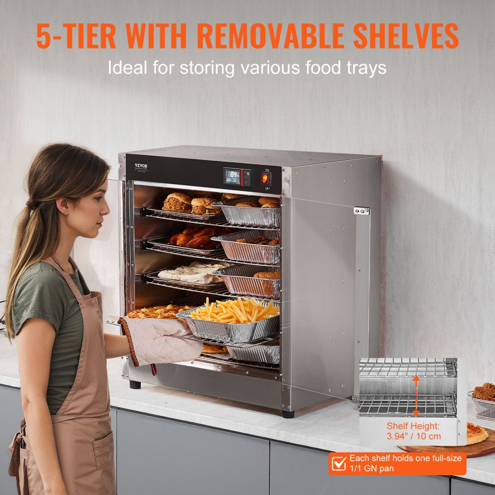 FWHB-400*600-5 - 5-Tier Concession Food Warmer with Adjustable Shelves