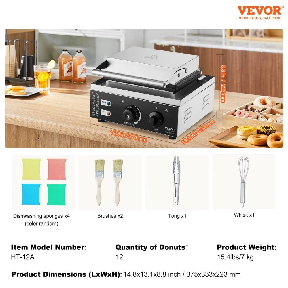 HT-12A - VEVOR 1550W Electric Donut Maker for Home & Commercial Use