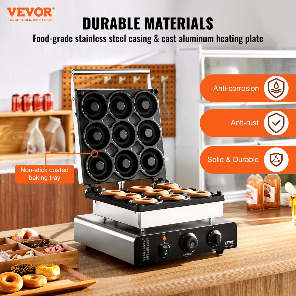 HT-9A - Commercial 9-Hole Electric Donut Maker with Non-Stick Surface