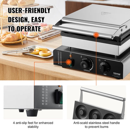 HT-9A - Commercial 9-Hole Electric Donut Maker with Non-Stick Surface