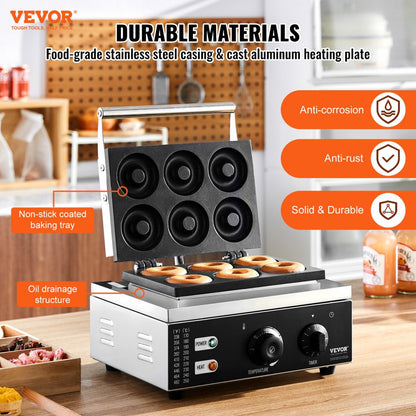 HT-6A - Commercial Electric Donut Maker, 6 Capacity, 1550W Power