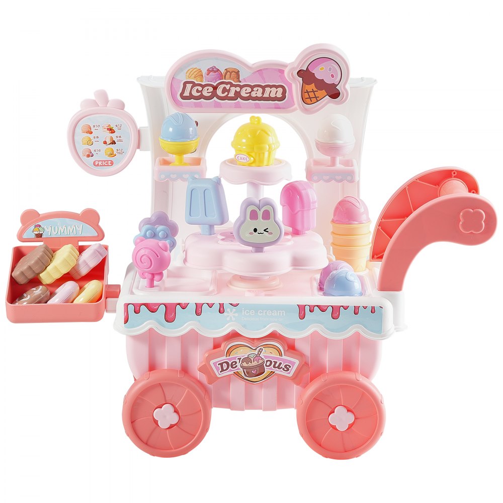 H376A - Kids Ice Cream Cart Toy with Lights, Music & Treat Accessories