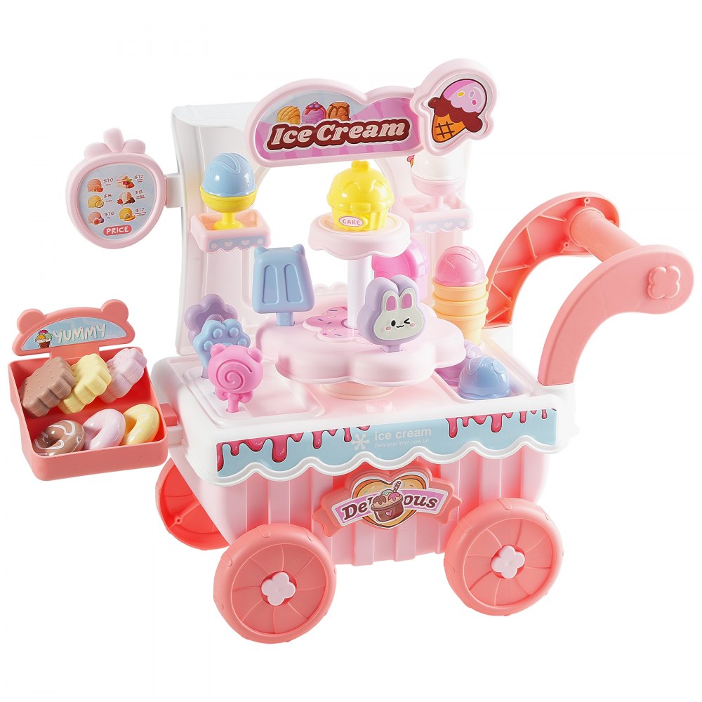 H376A - Kids Ice Cream Cart Toy with Lights, Music & Treat Accessories