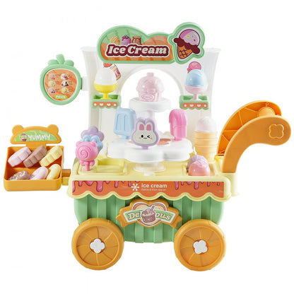 H376A - Portable Kids Ice Cream Cart with 27 Fun Accessories
