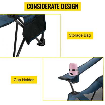 010600091616 - Blue Adjustable Folding Camp Chair with Footrest and Mesh Lounge