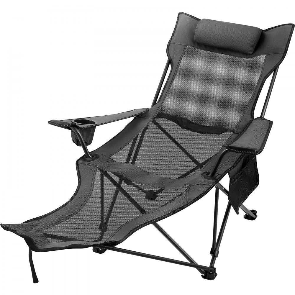 010526210837 - Gray Reclining Folding Camp Chair with Footrest