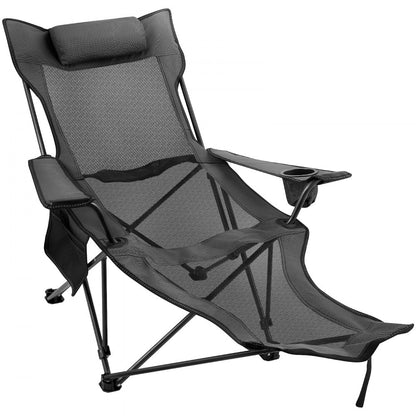 010526210837 - Gray Reclining Folding Camp Chair with Footrest
