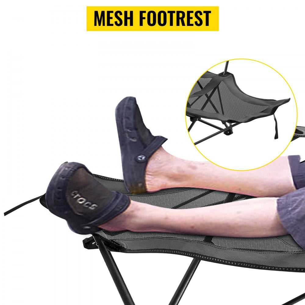 010526210837 - Gray Reclining Folding Camp Chair with Footrest