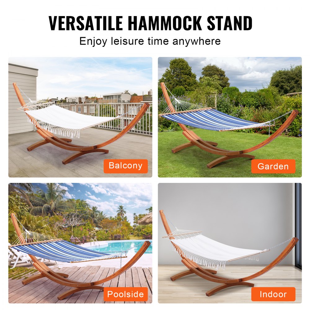 HR-WHS-01 - Adjustable Wooden Hammock Stand for 9-13ft Hammocks, 475lbs Capacity