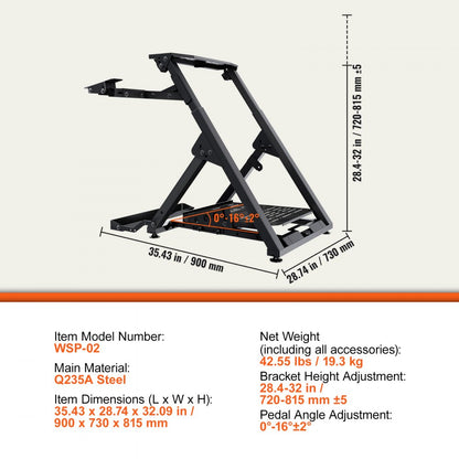 WSP-02 - Adjustable VEVOR Racing Wheel Stand with Carbon Steel Frame