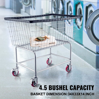 010973530931 - Heavy-Duty 4.5 Bushel Steel Laundry Cart on Wheels
