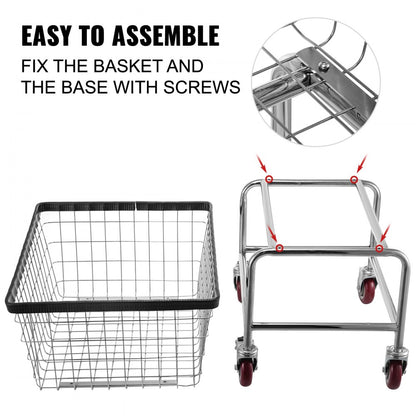 010973530931 - Heavy-Duty 4.5 Bushel Steel Laundry Cart on Wheels