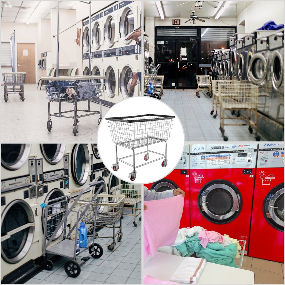 010973530931 - Heavy-Duty 4.5 Bushel Steel Laundry Cart on Wheels