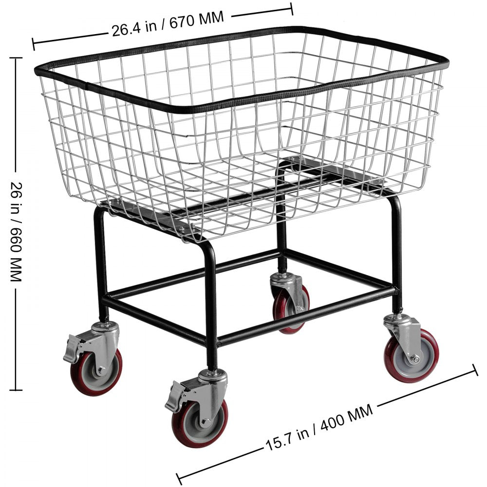 010973530931 - Heavy-Duty 4.5 Bushel Steel Laundry Cart on Wheels