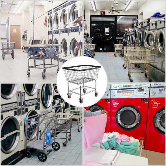 010717799705 - 2.5 Bushel Galvanized Steel Laundry Cart with Swivel Casters