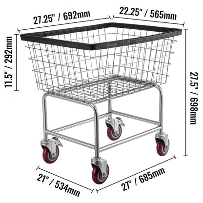 010717799705 - 2.5 Bushel Galvanized Steel Laundry Cart with Swivel Casters