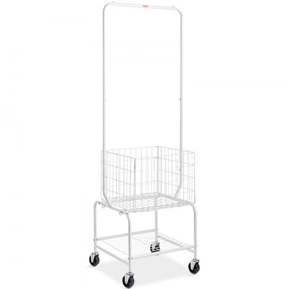 010932686363 - Rolling Metal Laundry Basket & Adjustable Height Garment Rack