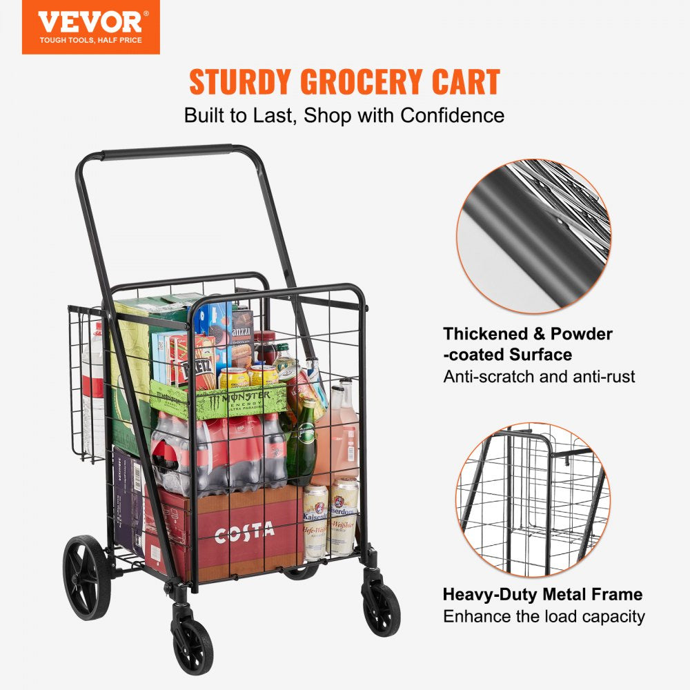 ZZ 507 - Compact 110 lbs Capacity Jumbo Grocery Cart with Double Baskets