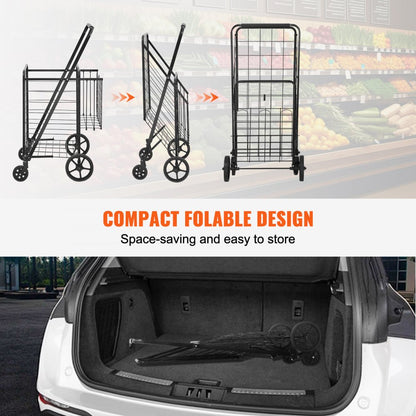 ZZ 507 - Compact 110 lbs Capacity Jumbo Grocery Cart with Double Baskets