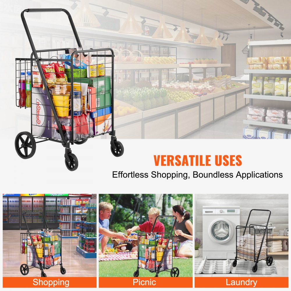 ZZ 507 - Compact 110 lbs Capacity Jumbo Grocery Cart with Double Baskets