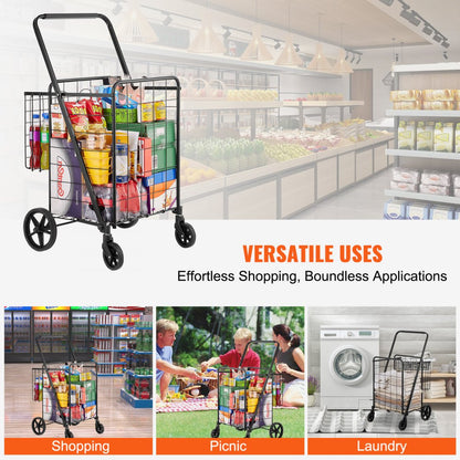 ZZ 507 - Compact 110 lbs Capacity Jumbo Grocery Cart with Double Baskets