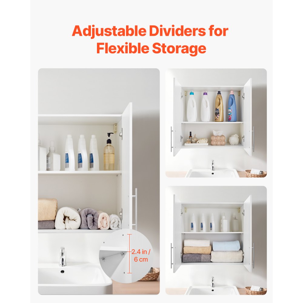 XYFG-05 - Wall-Mounted Laundry Cabinet with Adjustable Shelves and Soft-Close Hinges