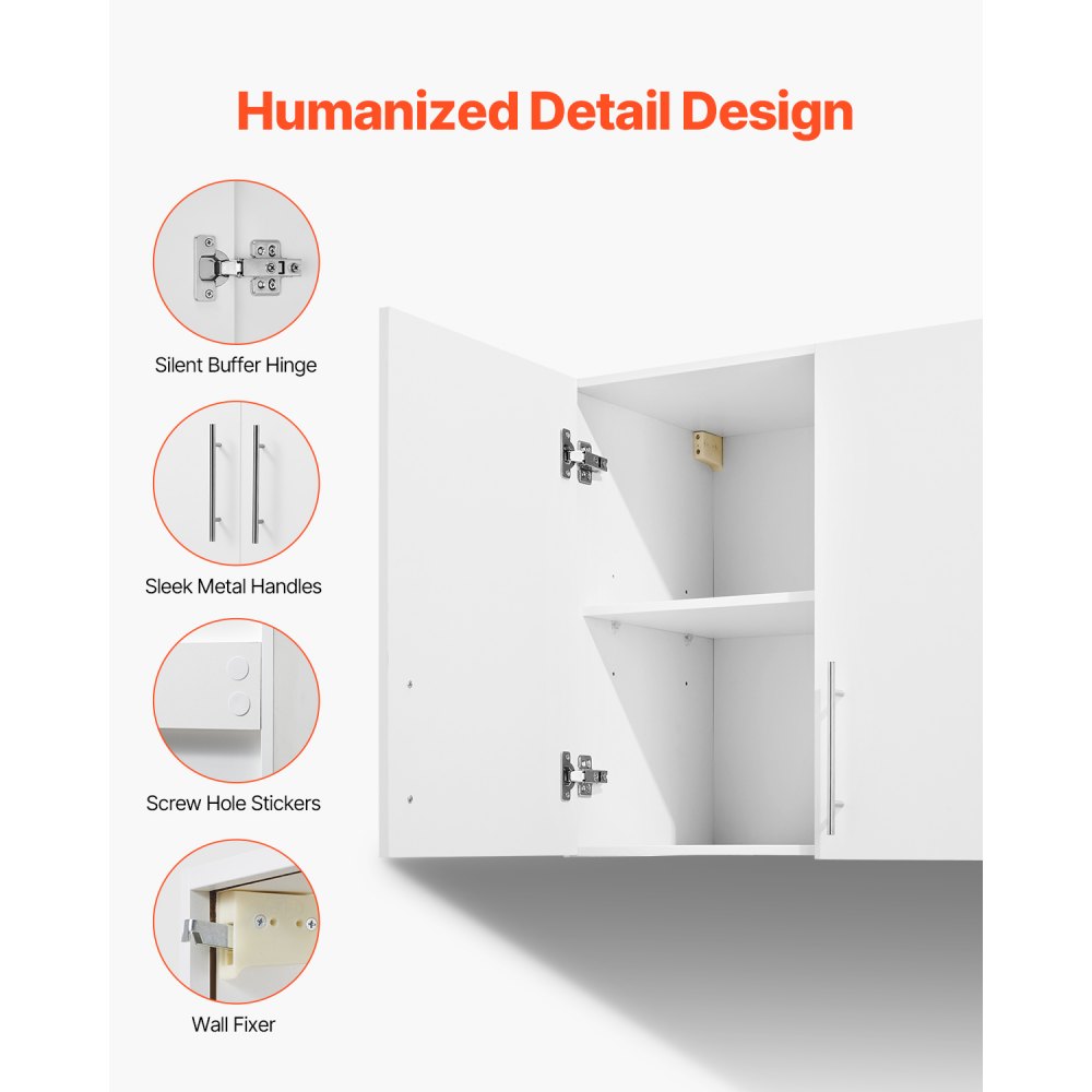 XYFG-05 - Wall-Mounted Laundry Cabinet with Adjustable Shelves and Soft-Close Hinges