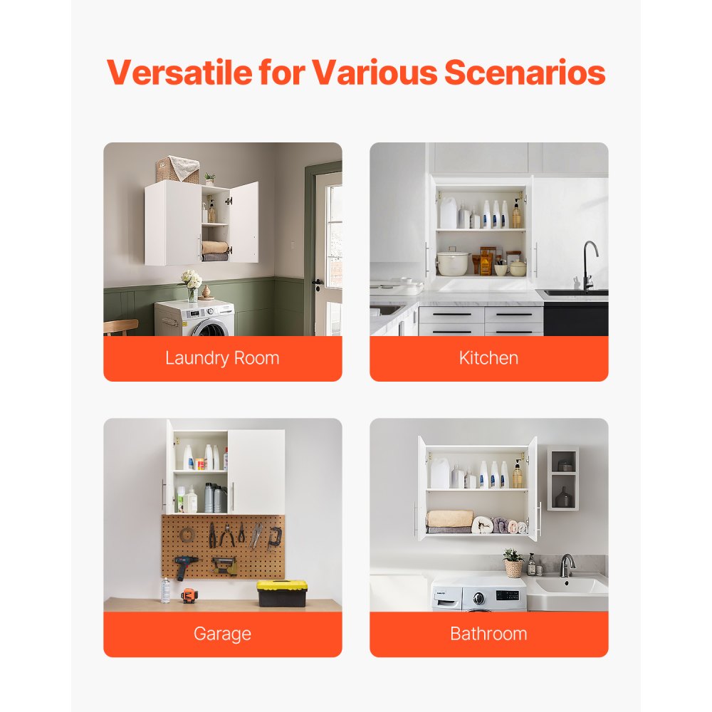XYFG-05 - Wall-Mounted Laundry Cabinet with Adjustable Shelves and Soft-Close Hinges