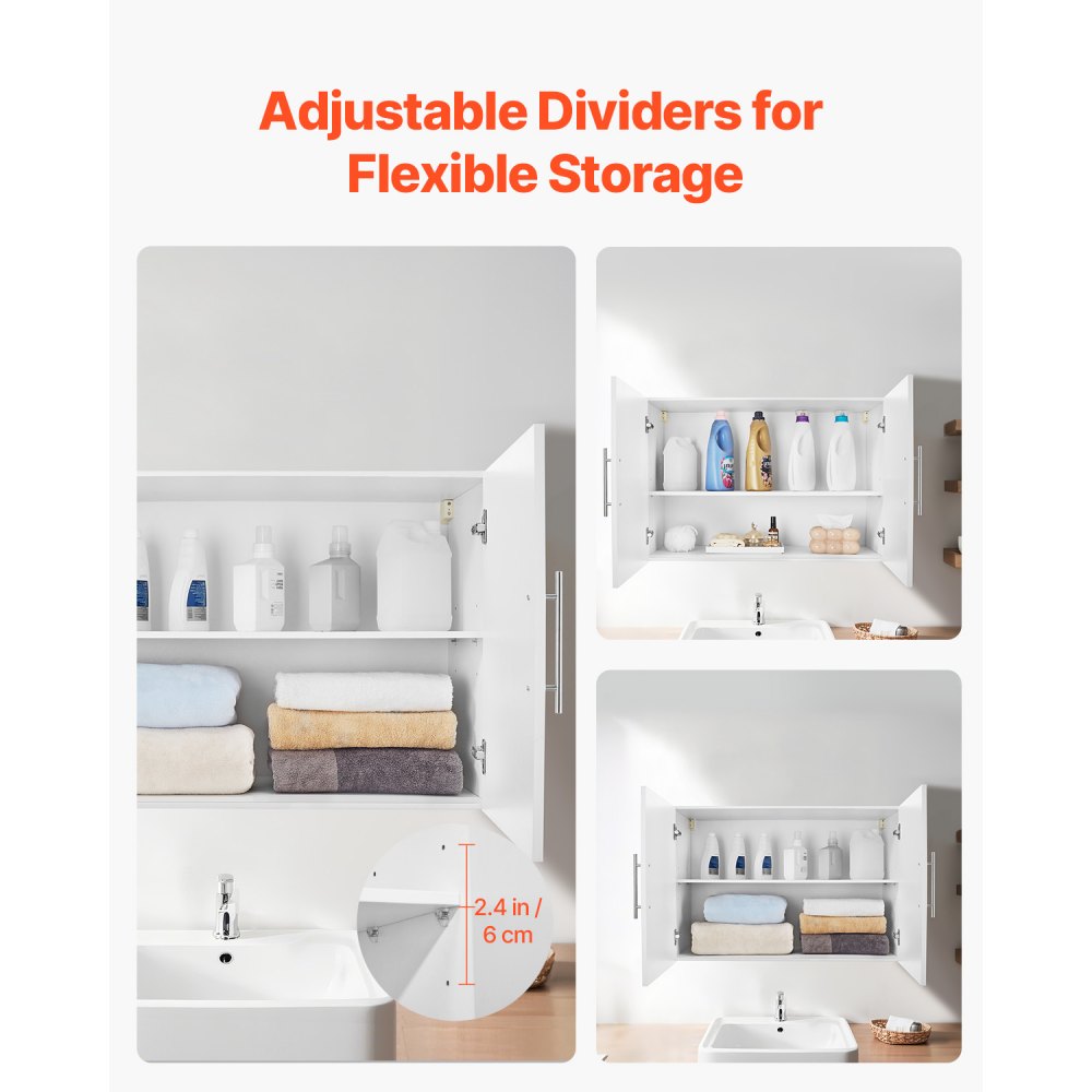 XYFG-03 - Space-Saving Wall-Mounted Cabinet with Adjustable Shelves and Soft-Close Doors