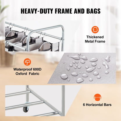 FW-7665 - 4-Bag Laundry Sorter Cart with Heavy-Duty Wheels